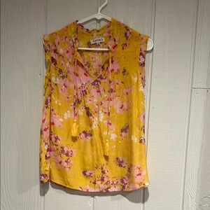 Nanette Lepore Yellow and Pink Floral Sleeveless Top